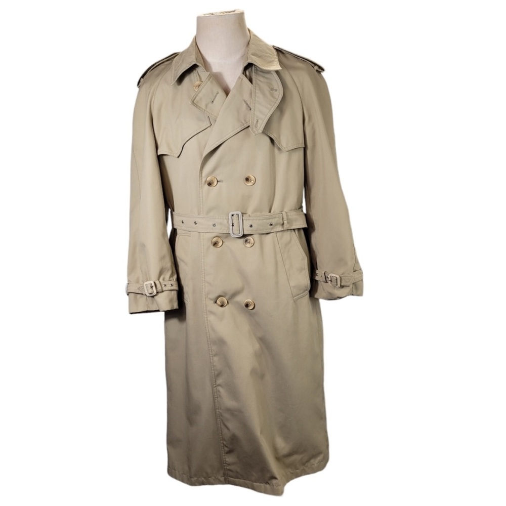 Armand LeRoi Tan Vintage Double Breasted Belted Trench Coat